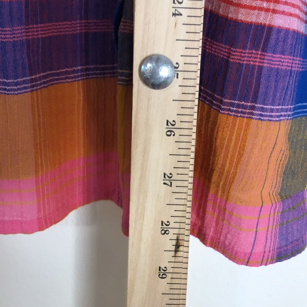 Soft Surroundings plaid gauze top button down textured pink women's size Medium - Picture 8 of 13